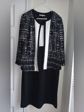 Studio One New York Women's Black & White 2 Piece Dress/Jacket Set Size 10